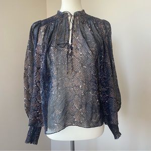 Ulla Johnson Anita blouse in Midnight Python